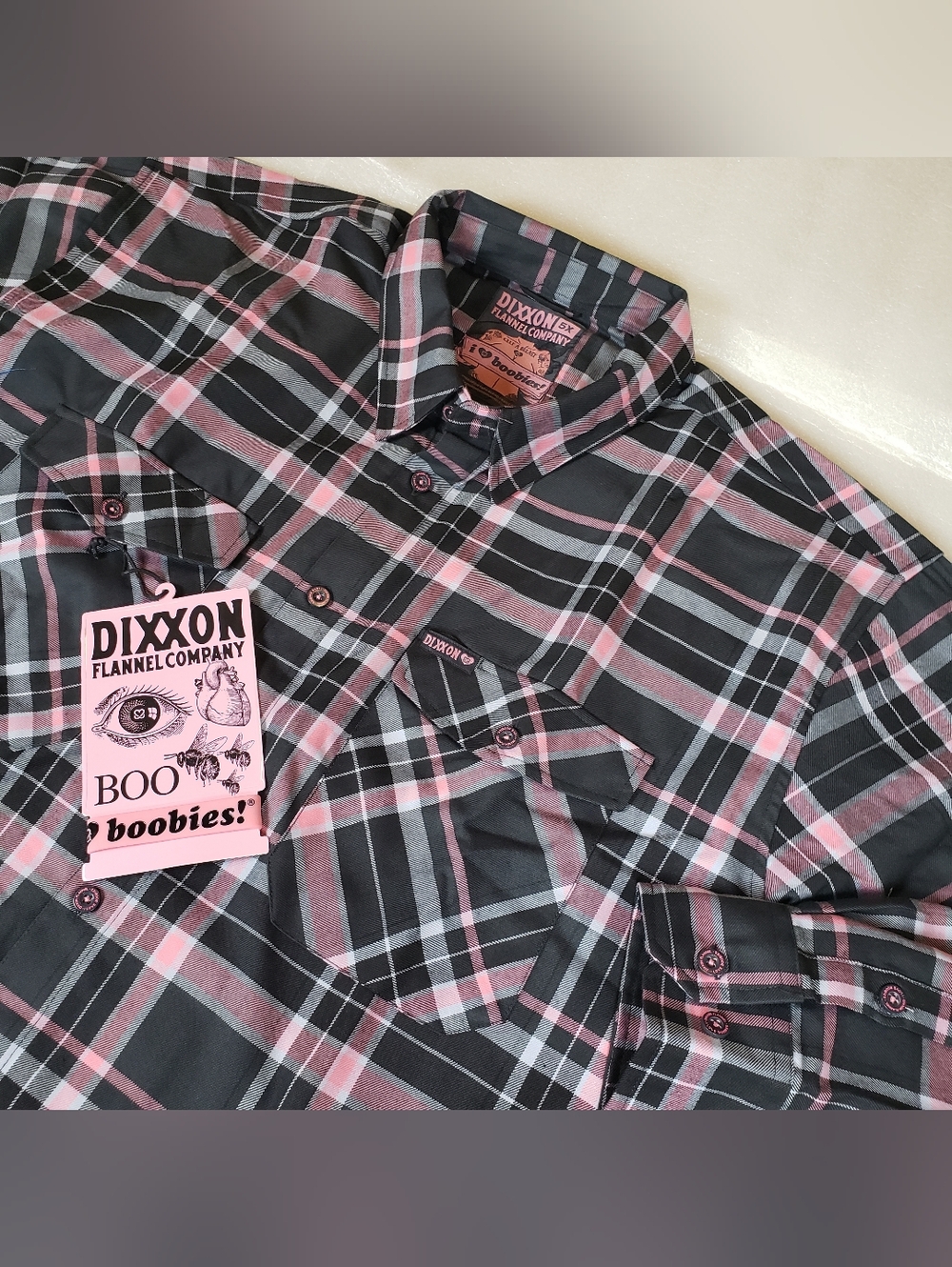 NWT Dixxon Men's 5X 5XL "I Love Boobies 2025" Flannel Shirt
